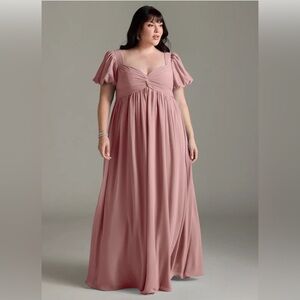 Azazie Madisynn Bow Chiffon Floor Length Bridesmaid Dress A18
